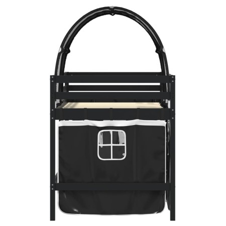 Letto a Soppalco con Tunnel Bambini Bianco e Nero 90x190cm Pino