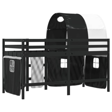 Letto a Soppalco con Tunnel Bambini Bianco e Nero 90x190cm Pino