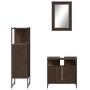 Set Mobili da Bagno 3 pz Rovere Marrone in Legno Multistrato