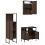 Set Mobili da Bagno 3 pz Rovere Marrone in Legno Multistrato
