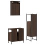 Set Mobili da Bagno 3 pz Rovere Marrone in Legno Multistrato