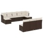 Set Divani da Giardino 10pz con Cuscini in Polyrattan Marrone