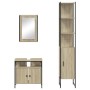 Set Mobili da Bagno 3 pz Rovere Sonoma in Legno Multistrato