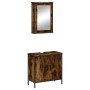 Set Mobili da Bagno 2 pz Rovere Fumo in Legno Multistrato