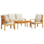 Set Salotto da Giardino 4pz con Cuscini Legno Massello Acacia