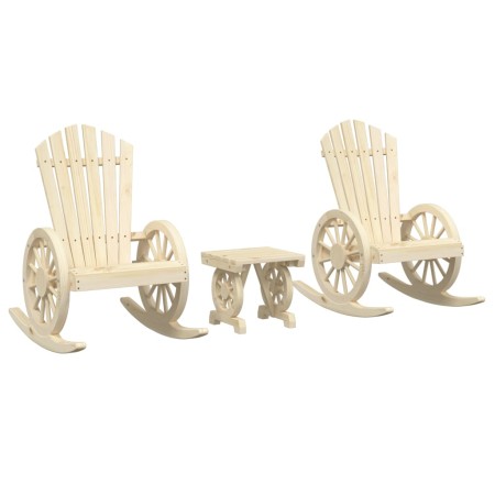 Set Salotto da Giardino 3 pz in Legno Massello di Abete