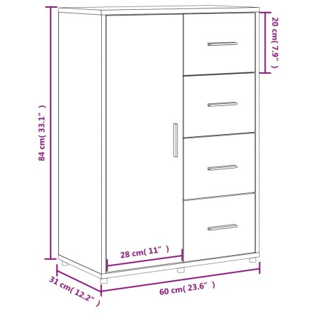 Credenza Bianca 60x31x84 cm in Legno Multistrato