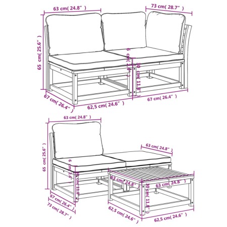 Set Salotto Giardino 9 pz con Cuscini Legno Massello di Acacia