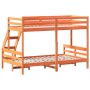 Letto a Castello 80x200/120x200 cm Marrone Cera Massello Pino