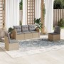 Set Divano da Giardino 5 pz con Cuscini Beige Misto Polyrattan