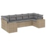 Set Divani da Giardino 7 pz con Cuscini Beige in Polyrattan