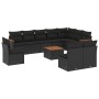 Set Divani da Giardino 11 pz con Cuscini in Polyrattan Nero