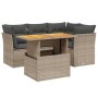 Set Divano da Giardino 5 pz con Cuscini Grigio in Polyrattan