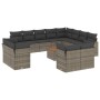 Set Divani da Giardino 13 pz con Cuscini Grigio in Polyrattan