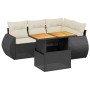 Set Divani da Giardino 5 pz con Cuscini in Polyrattan Nero