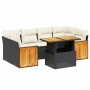 Set Divani da Giardino con Cuscini 7pz Nero Polyrattan