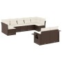 Set Divani da Giardino 9pz con Cuscini Marrone in Polyrattan