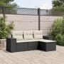 Set Divani da Giardino 4 pz con Cuscini Nero in Polyrattan