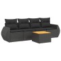 Set Divani da Giardino 5 pz con Cuscini in Polyrattan Nero