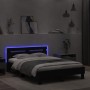 Giroletto con Testiera e LED Nero 135x190 cm