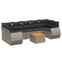 Set Divano da Giardino 8 pz con Cuscini Grigio in Polyrattan