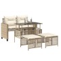 Set Divano da Giardino 4 pz con Cuscini Beige Polyrattan Vetro