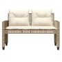 Set Divano da Giardino 4 pz con Cuscini Beige Polyrattan Vetro