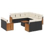 Set Divani da Giardino 12 pz con Cuscini Nero in Polyrattan