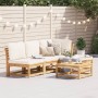 Set Salotto da Giardino 5 pz con Cuscini Legno Massello Acacia