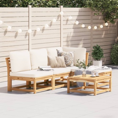 Set Salotto da Giardino 5 pz con Cuscini Legno Massello Acacia