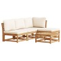 Set Salotto da Giardino 5 pz con Cuscini Legno Massello Acacia