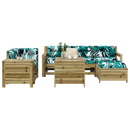 Set Divani da Giardino 7 pz in Legno Impregnato di Pino