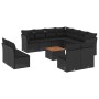 Set Divani da Giardino 12 pz con Cuscini Nero in Polyrattan