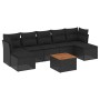 Set Divani da Giardino con Cuscini 8 pz Nero in Polyrattan