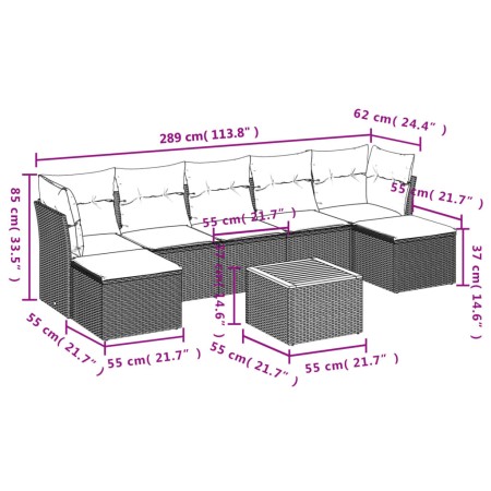 Set Divani da Giardino con Cuscini 8 pz Nero in Polyrattan