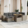 Set Divani da Giardino 7 pz con Cuscini Grigio in Polyrattan