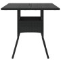 Tavolo da Giardino Piano in Vetro Nero 80x80x75 cm Polyrattan