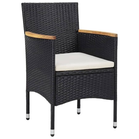 Set Bistrot da Giardino 5 pz Polyrattan e Vetro Temperato Nero