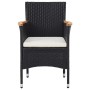 Set Bistrot da Giardino 5 pz Polyrattan e Vetro Temperato Nero