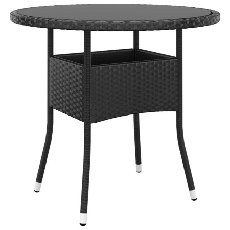 Set Bistrot da Giardino 5 pz Polyrattan e Vetro Temperato Nero