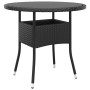 Set Bistrot da Giardino 5 pz Polyrattan e Vetro Temperato Nero