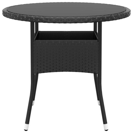 Set Bistrot da Giardino 5 pz Polyrattan e Vetro Temperato Nero