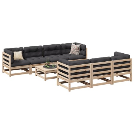 Set Divani da Giardino 8 pz con Cuscini Legno Massello di Pino