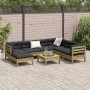 Set Divani da Giardino 8pz con Cuscini Legno Impregnato di Pino