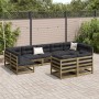 Set Divani da Giardino 9pz con Cuscini Legno Impregnato di Pino