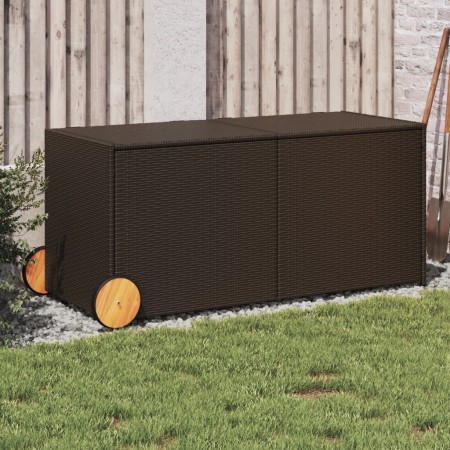 Contenitore da Giardino con Ruote Marrone 283L in Polyrattan