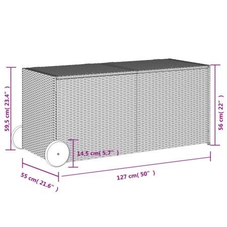 Contenitore da Giardino con Ruote Marrone 283L in Polyrattan