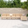 Set Divani da Giardino 6 pz in Legno Massello di Pino