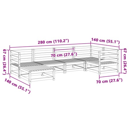 Set Divani da Giardino 6 pz in Legno Impregnato di Pino