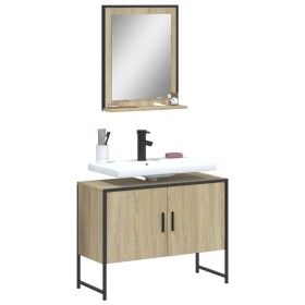 Set Mobili da Bagno 2 pz Rovere Sonoma in Legno Multistrato